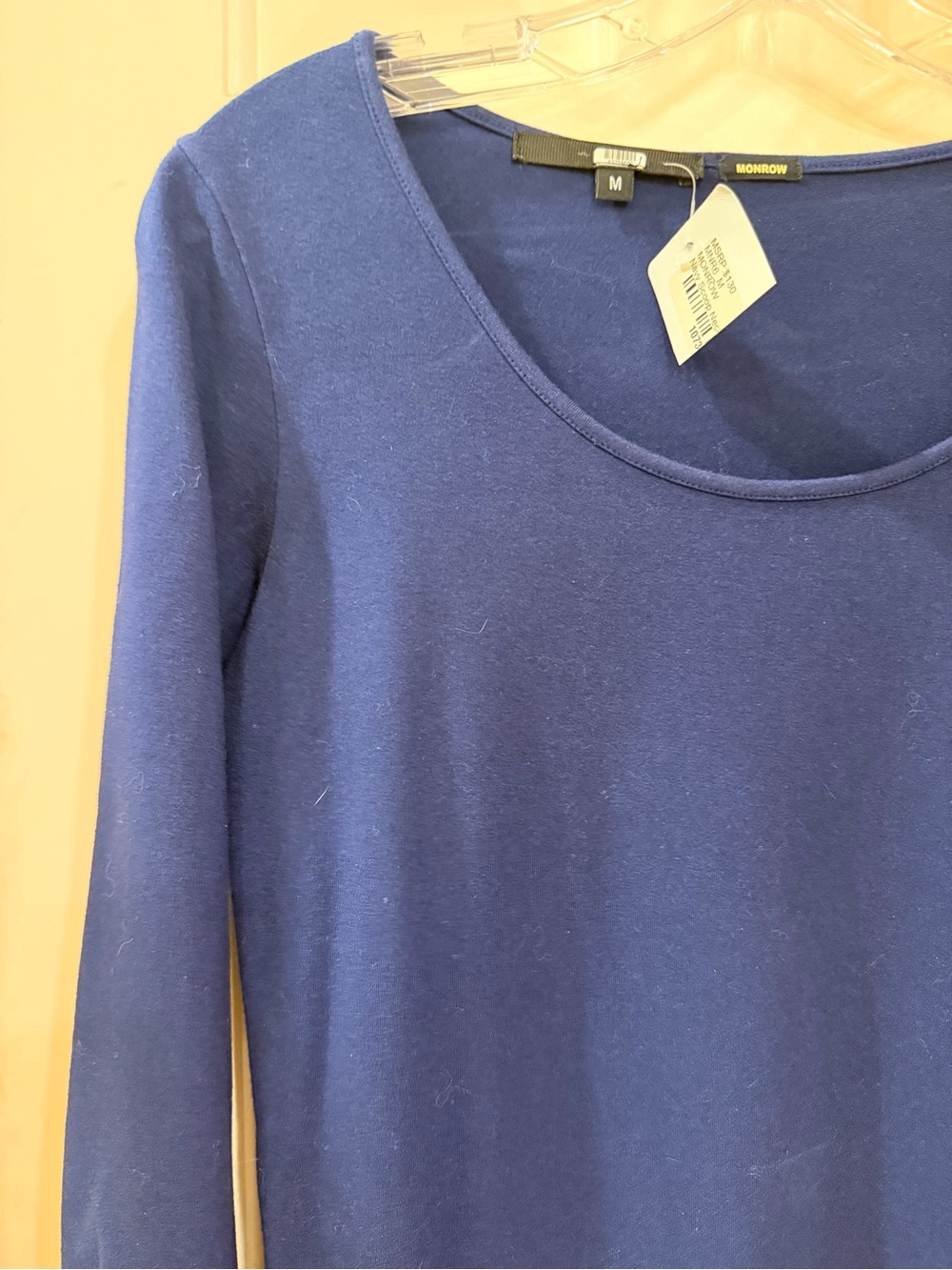 Monrow Navy Scoop-Neck Long Cotton Sleeve Sheath Dress, NWOT, Sz M - Picture 10 of 16